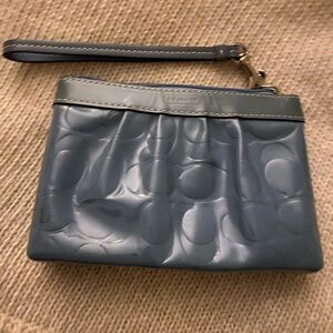 Coach Embossed Slate Blue Wristlet